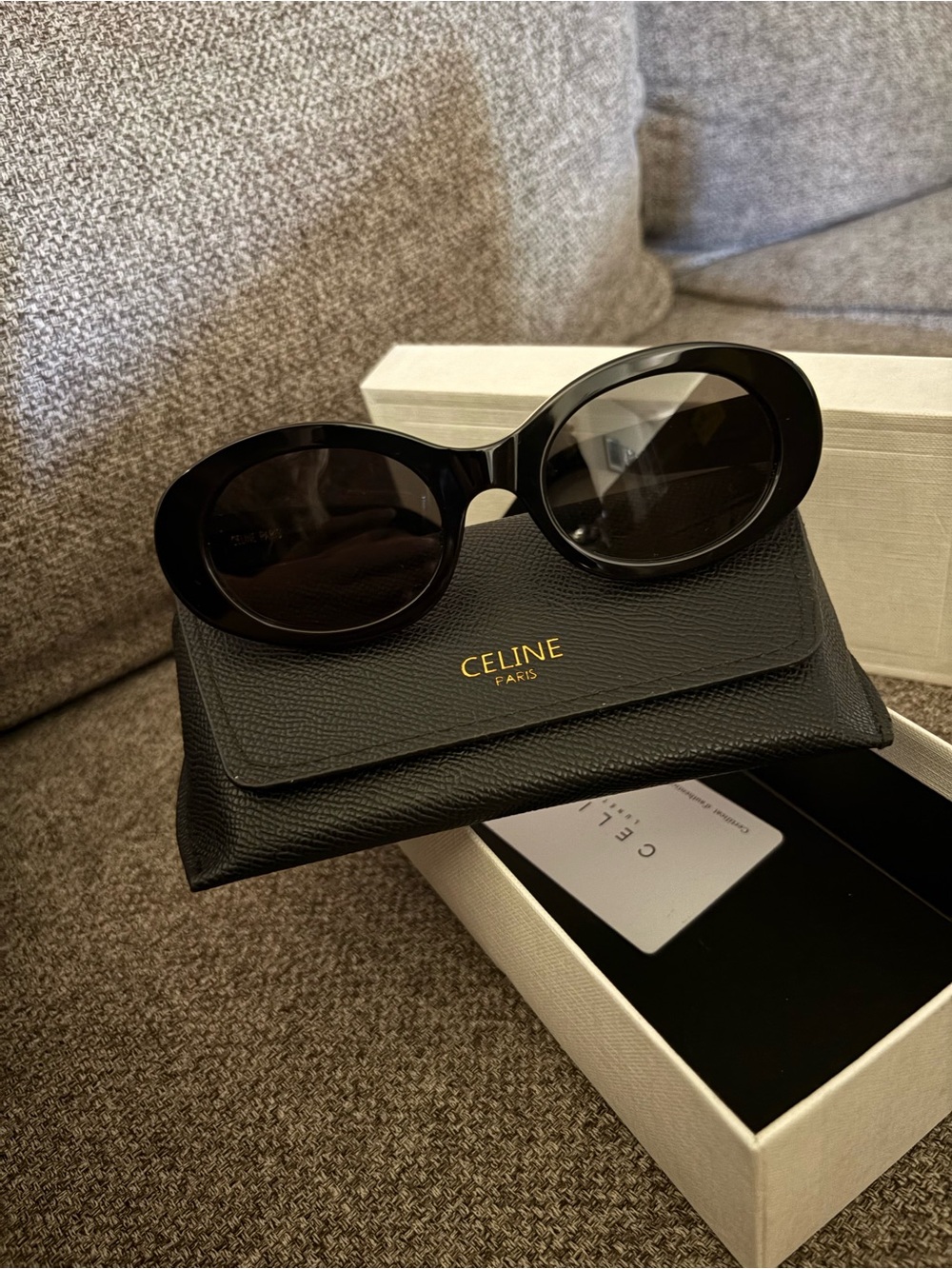 Celine Black Oval Acetate Sunglasses for Women